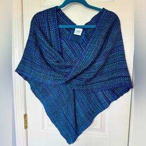 🦙100% Alpaca Woven Super Soft Wrap Shrug Shawl Teal Purple Black Indigo - OS